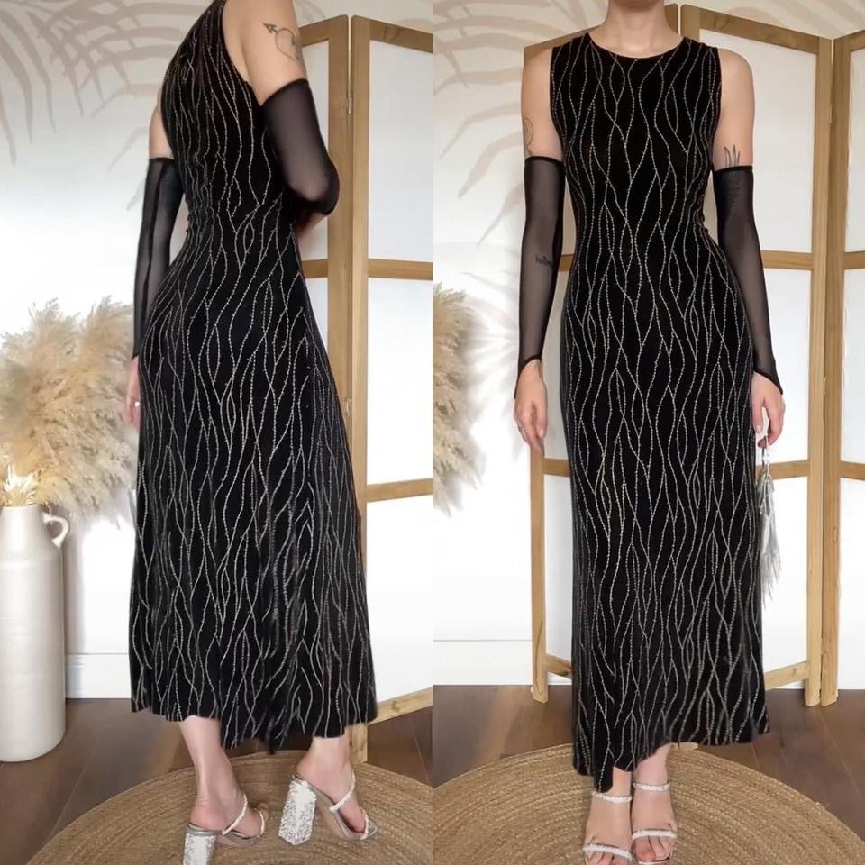 Ronni Nicole black stretchy maxi dress uk 10/12