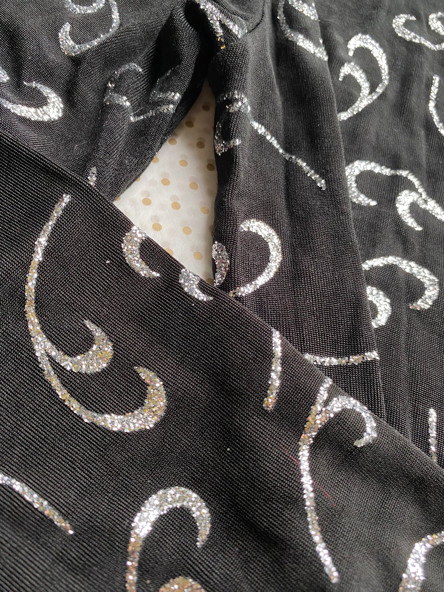 Bernshaw black stretch glitter long sleeve evening dress UK 10