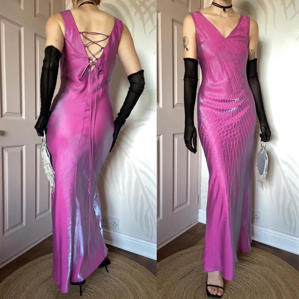 YVE London silky pink evening dress UK 10