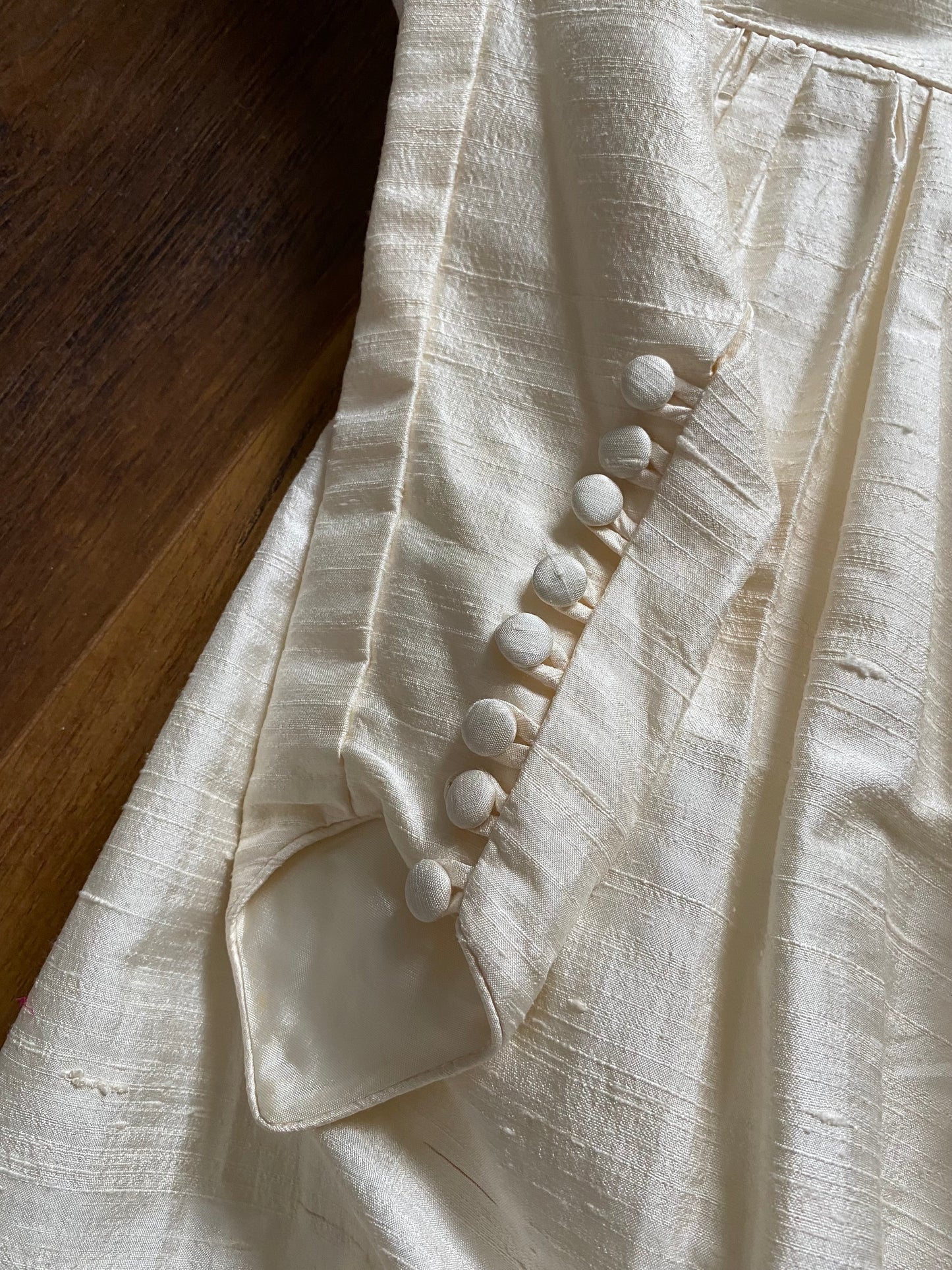 Ivory 80s 100% silk long sleeve wedding dress uk 10