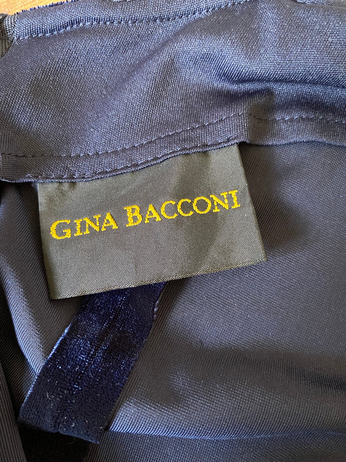 Vintage Gina Bacconi Blue Velvet evening Gown UK 14