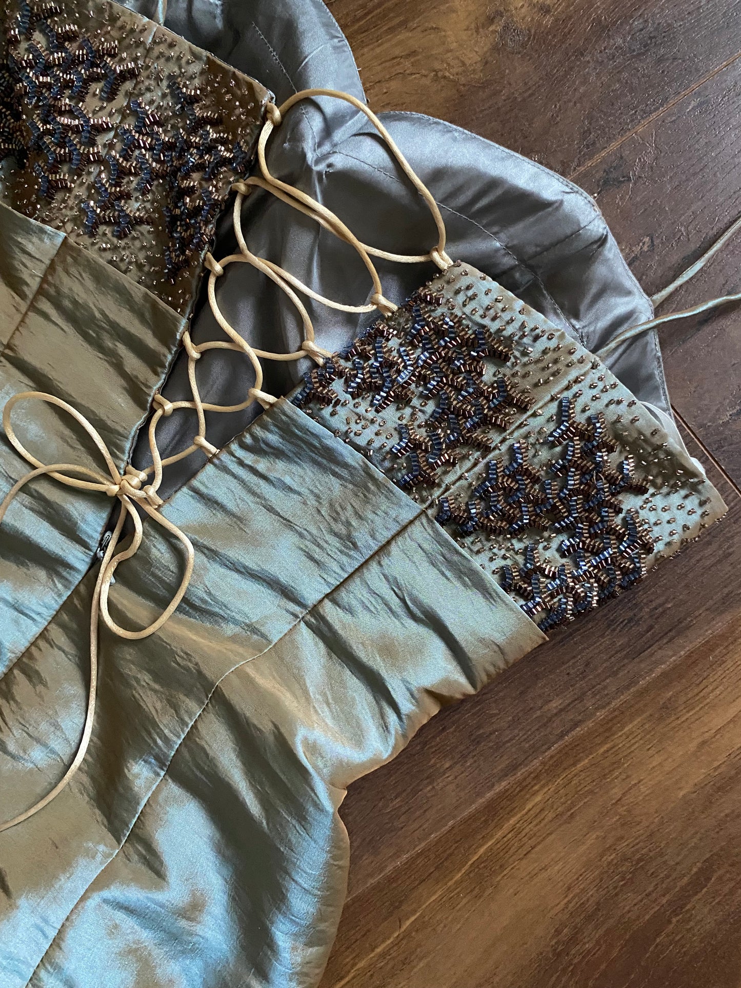 Tiffany Bling green beaded a-line prom dress & shawl UK 8