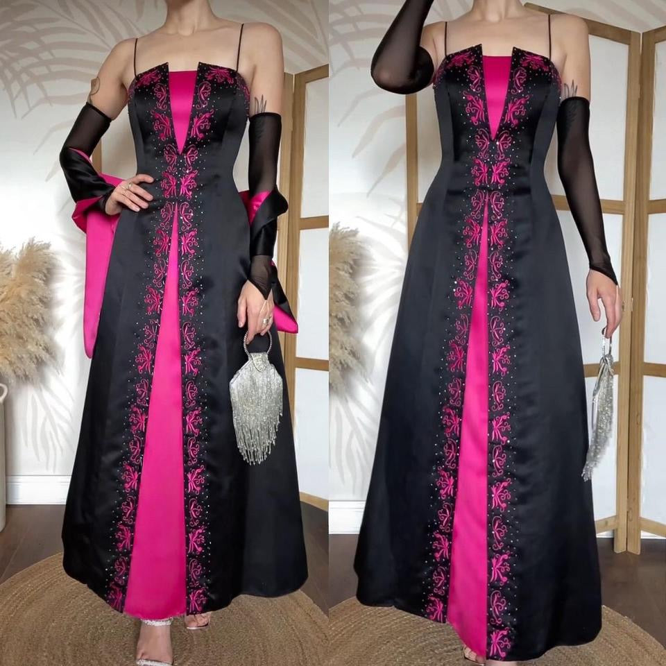 Niki Livas black & pink a-line prom dress uk 12