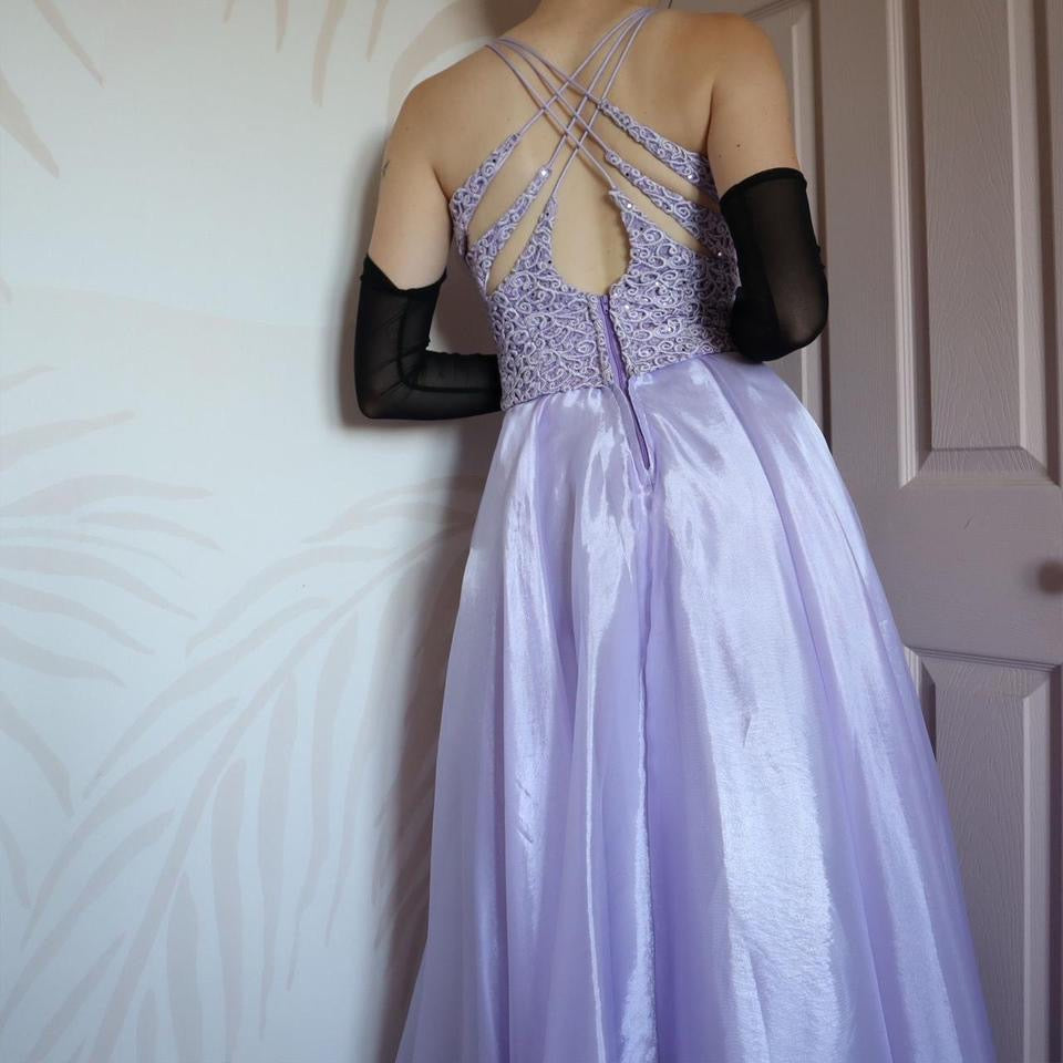 YVE London lilac a-line evening gown & shawl UK 10-12