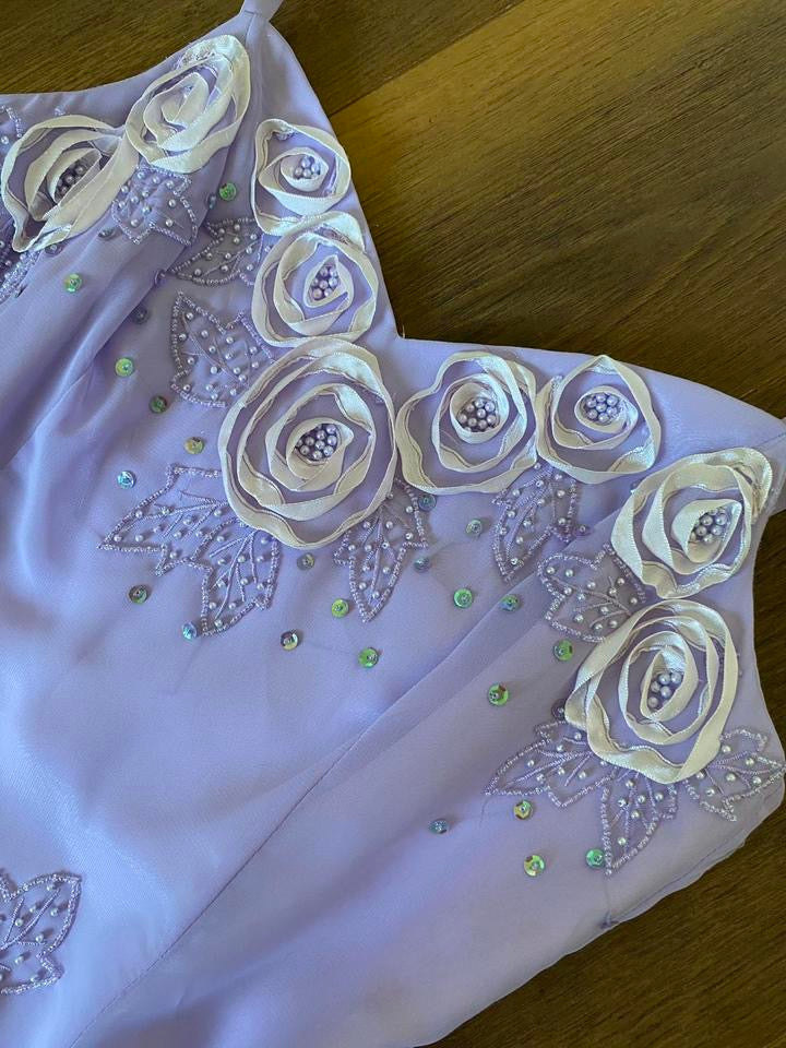 Jora Collection purple chiffon evening dress & shawl uk 10