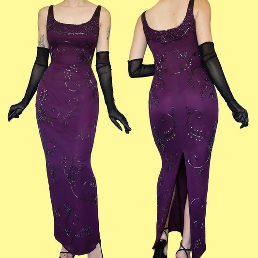 YVE London 100% silk beaded dress UK 12