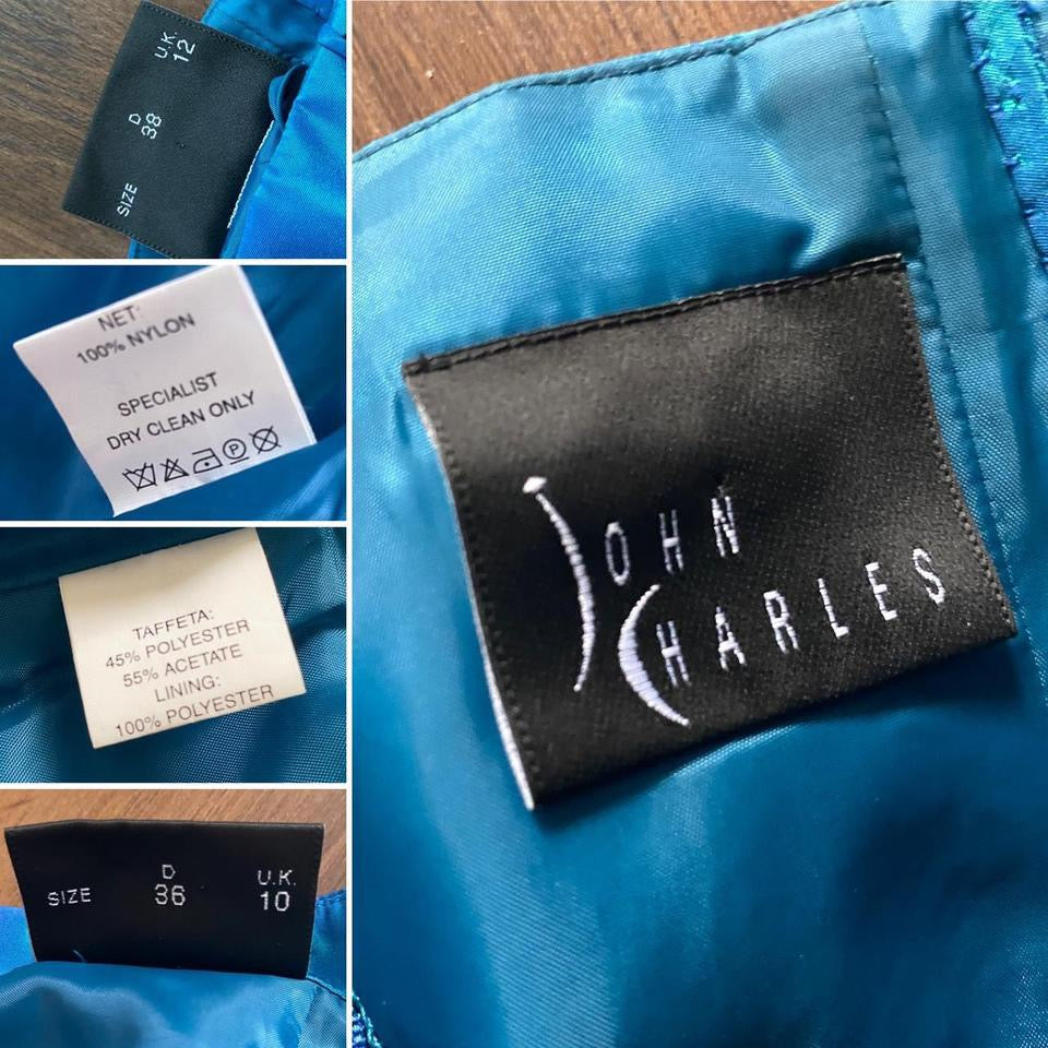 John Charles blue taffeta 2 piece prom set uk 10