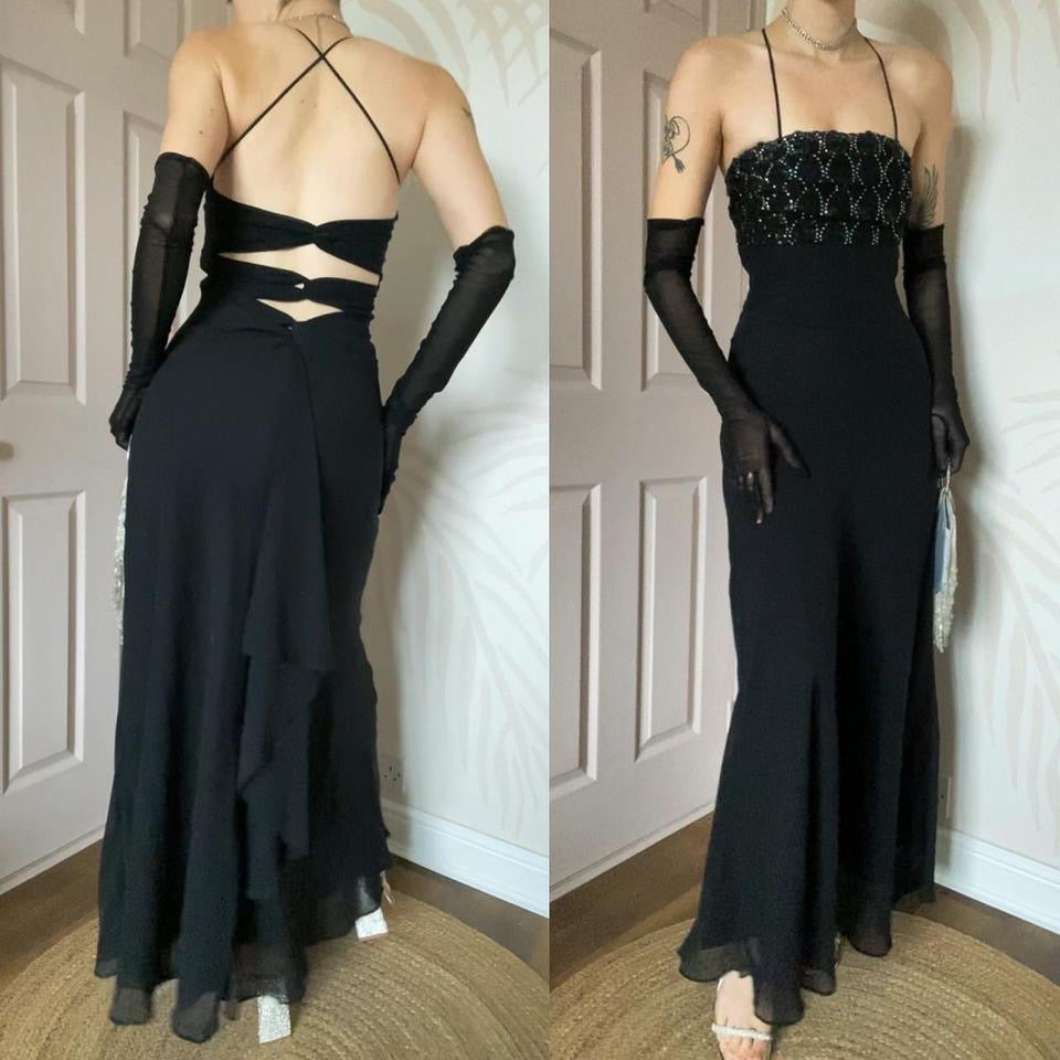 YVE London black evening dress UK 10-12