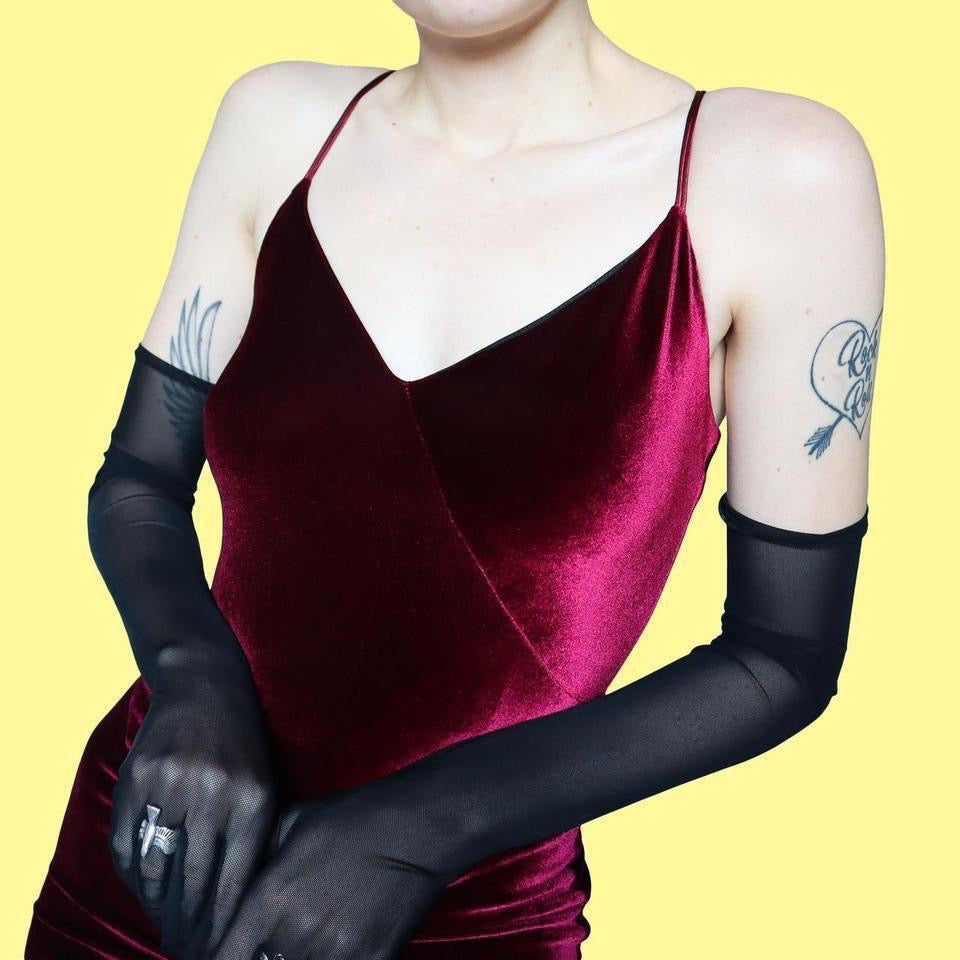 Dark red velvet evening dress UK 10