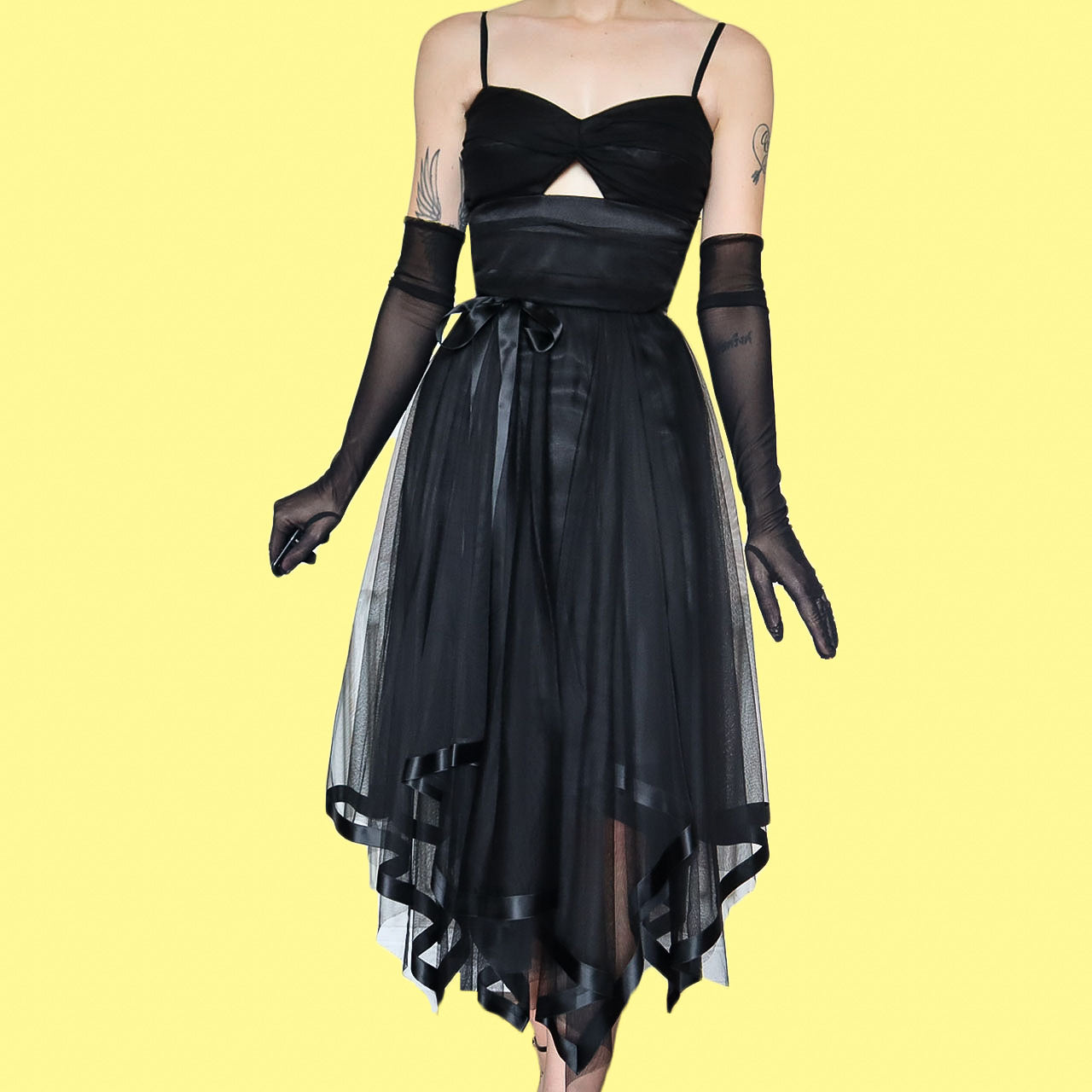 Vera Mont Black Layered Tulle Midi Dress UK 10