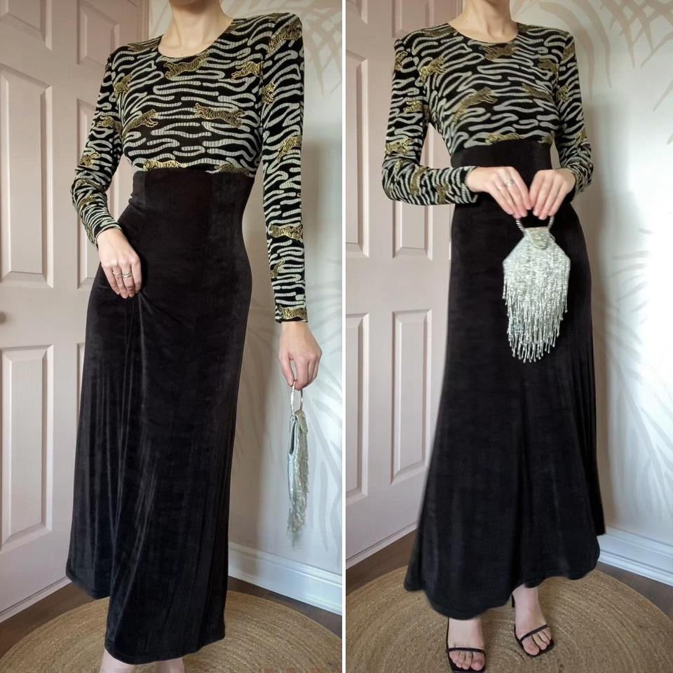 Joseph Ribkoff long sleeve stretch tiger print dress UK 10-12