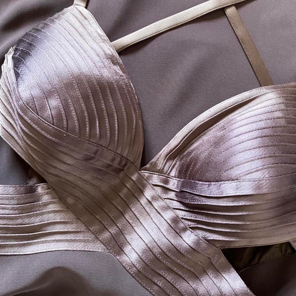 Dusky purple cut out evening dress UK 10