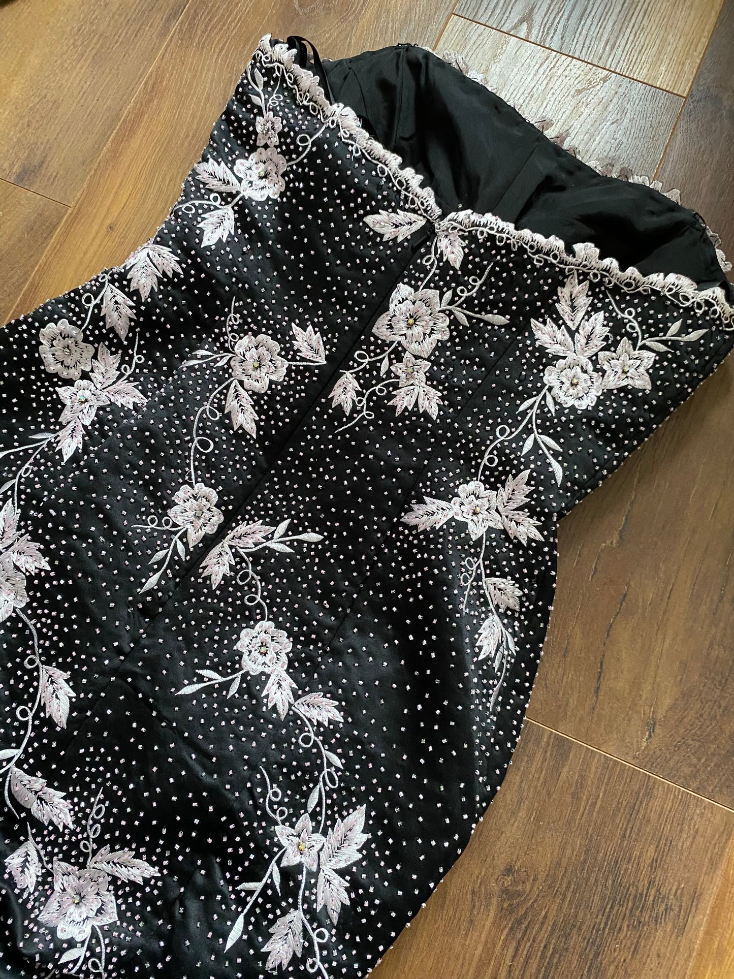 YVE London strapless beaded fishtail dress UK 12