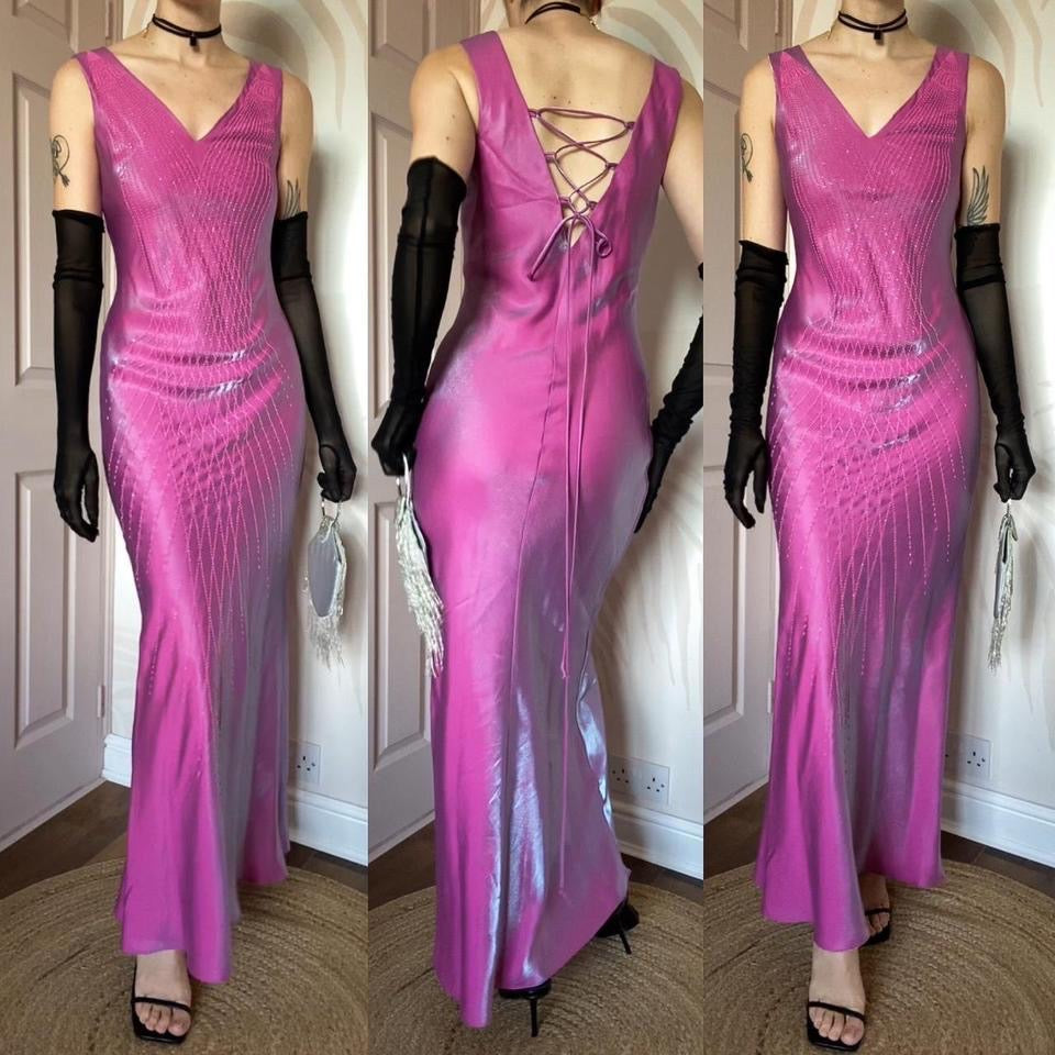 YVE London silky pink evening dress UK 10