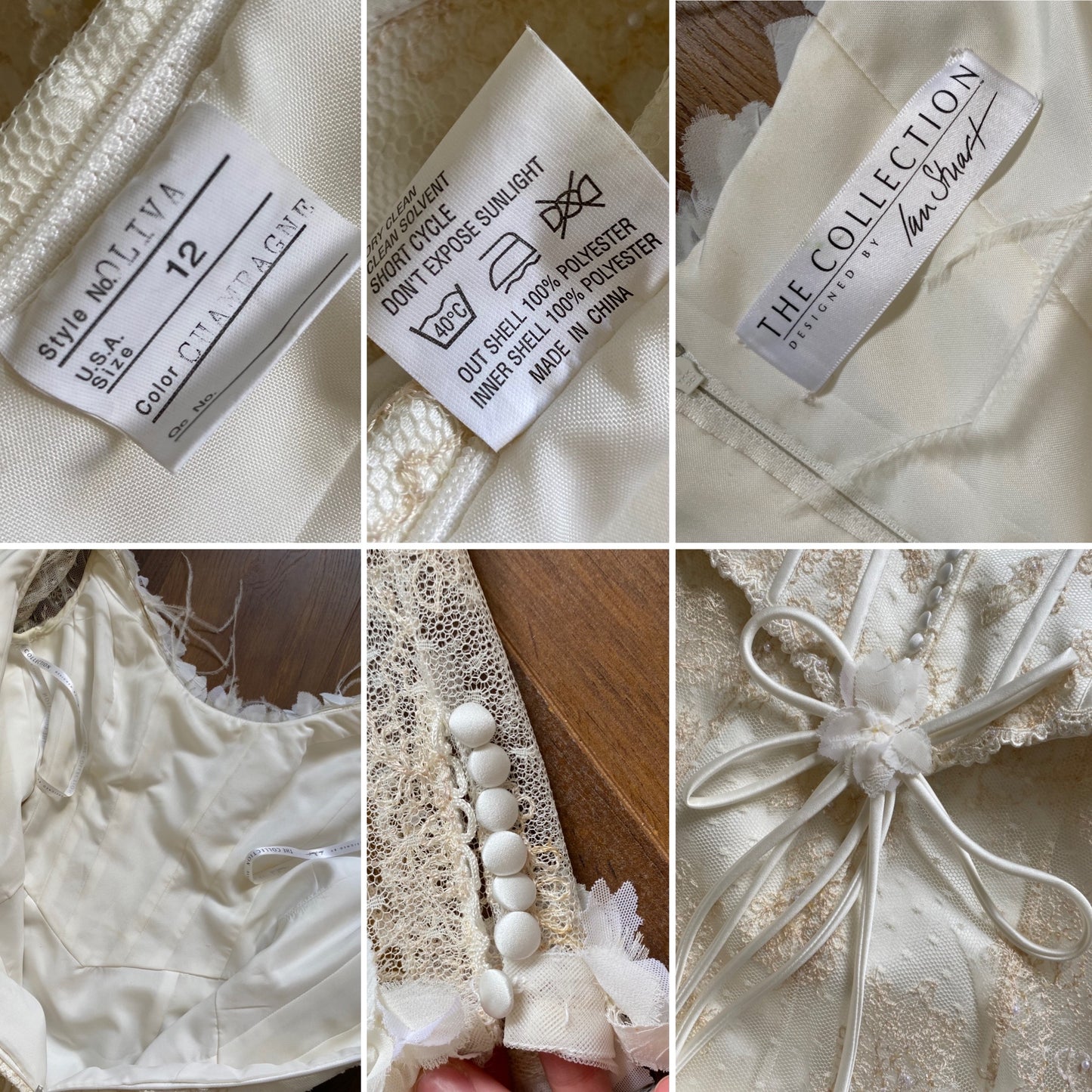 Ian Stuart champagne lace wedding dress uk 12