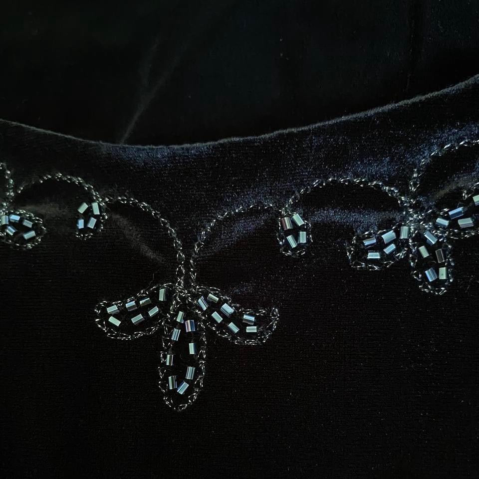 Black velvet stretch 90s flared hem evening dress uk 10/12
