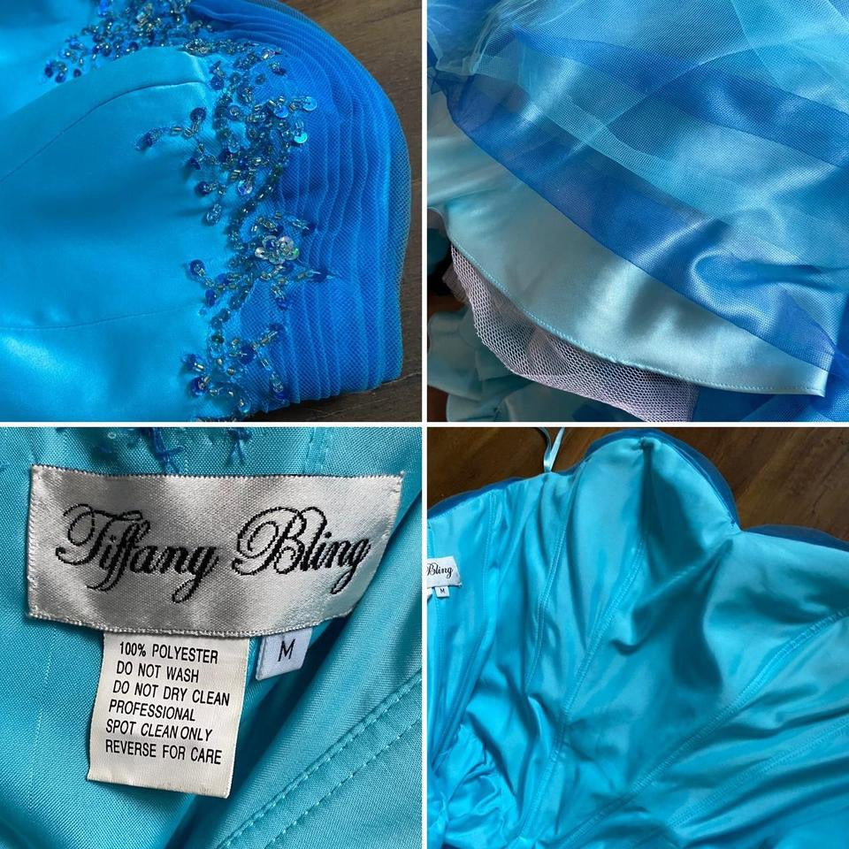 Bright blue strapless a-line prom dress uk 12