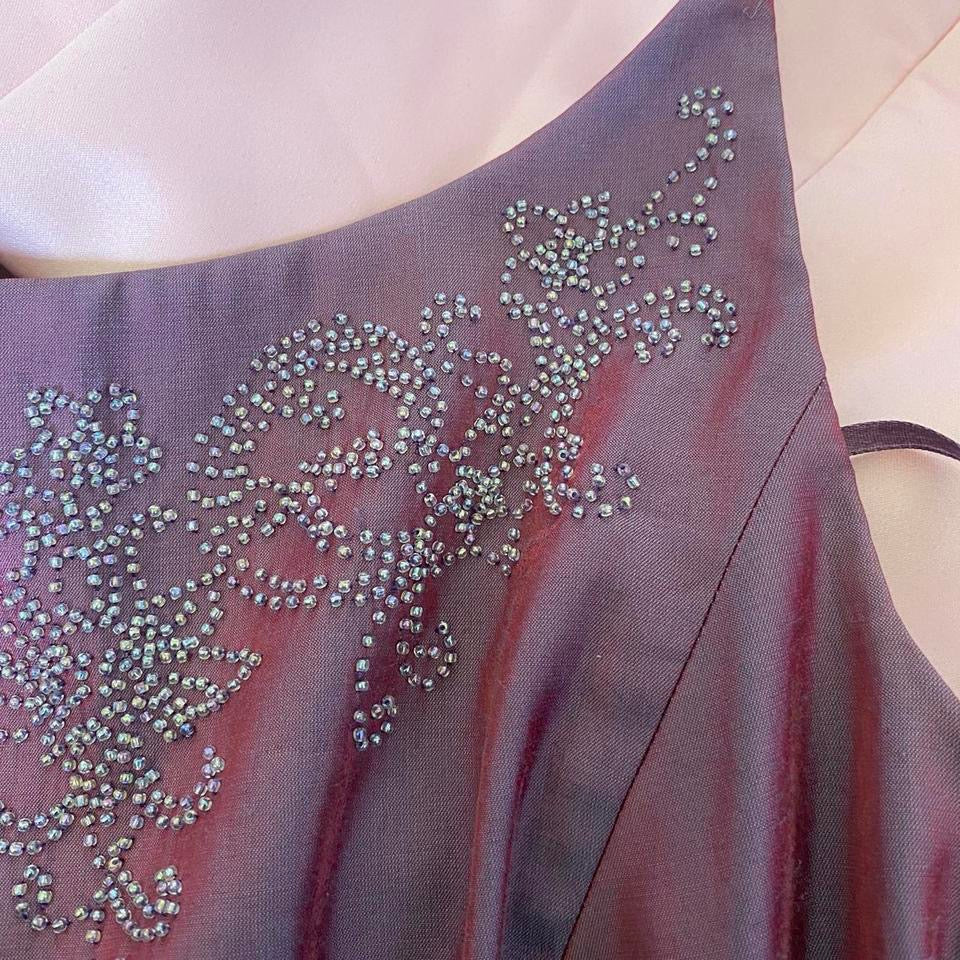 Debut lilac iridescent beaded dress & shawl UK 8-10
