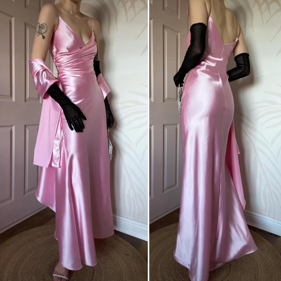 Tiffany Bling baby pink evening dress & shawl UK 12