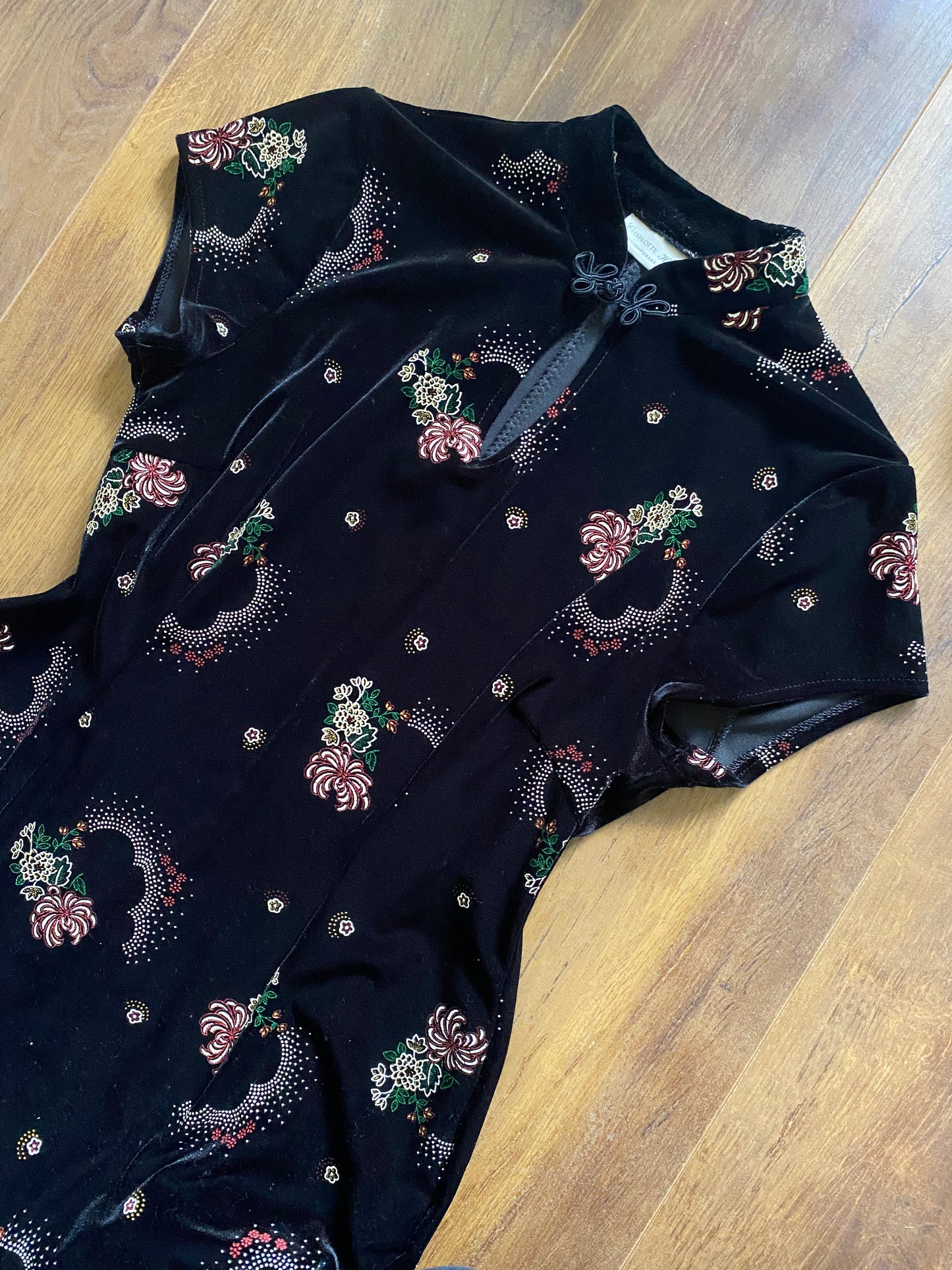 Charlotte Halton black velvet midi dress uk 14