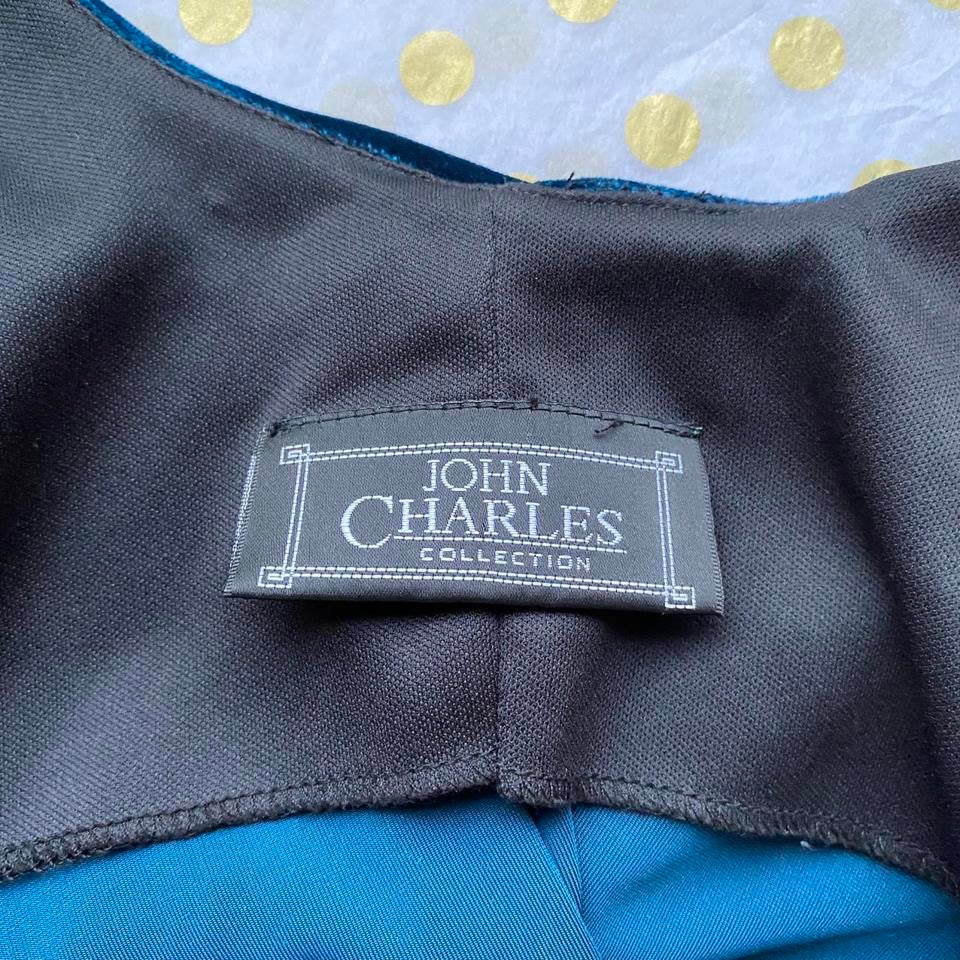 Teal John Charles velvet evening dress UK 12