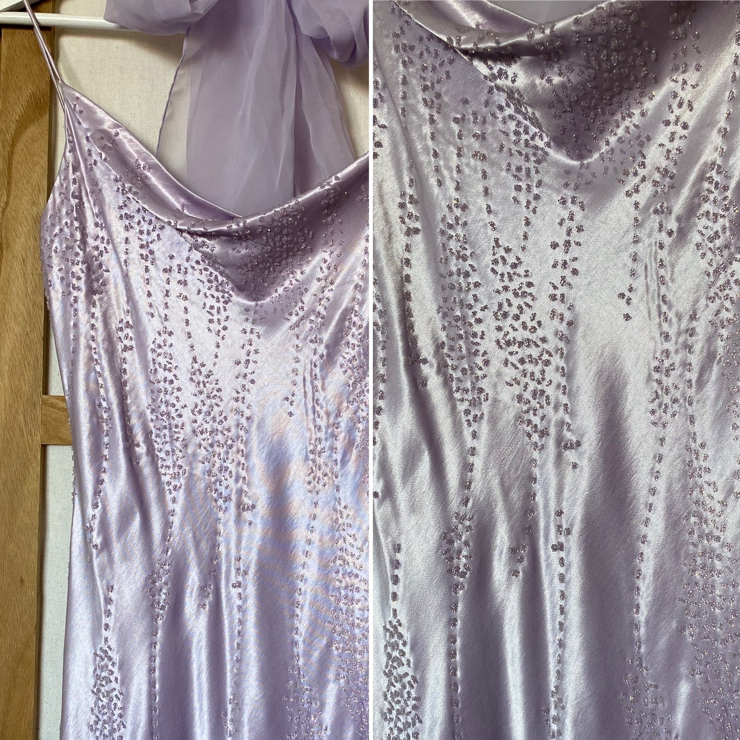 Yve London lilac glittery evening dress & shawl uk 8