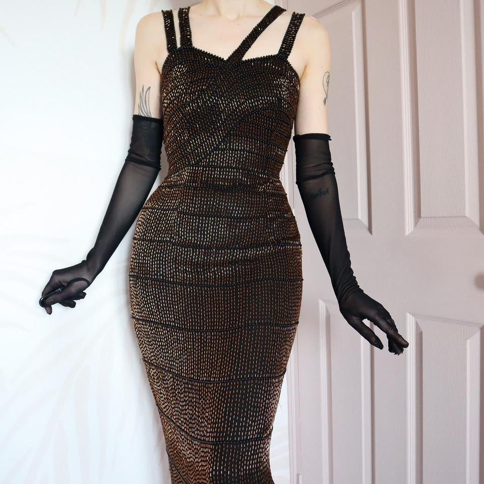 100% silk beaded evening dress UK 10