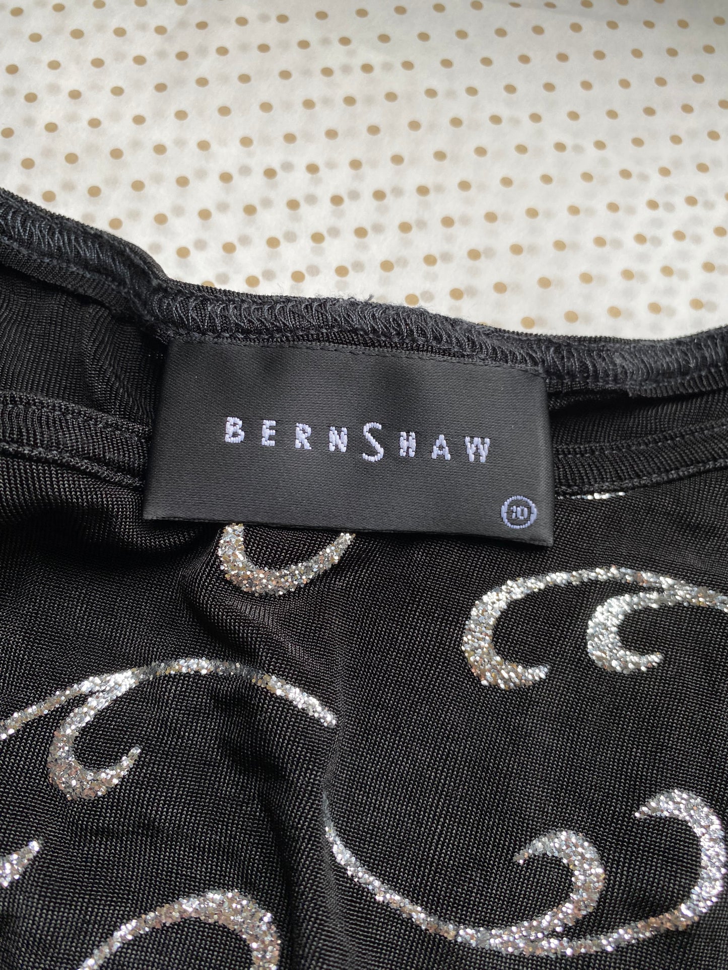 Bernshaw black stretch glitter long sleeve evening dress UK 10
