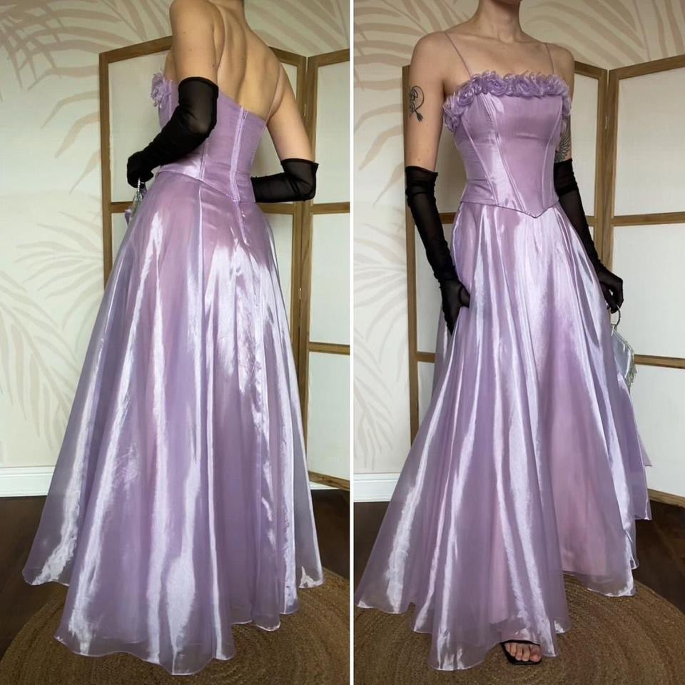 Yve London lilac organza a-line prom dress & shawl UK 10