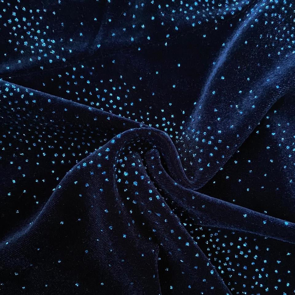 Navy glitter velvet evening dress UK 12