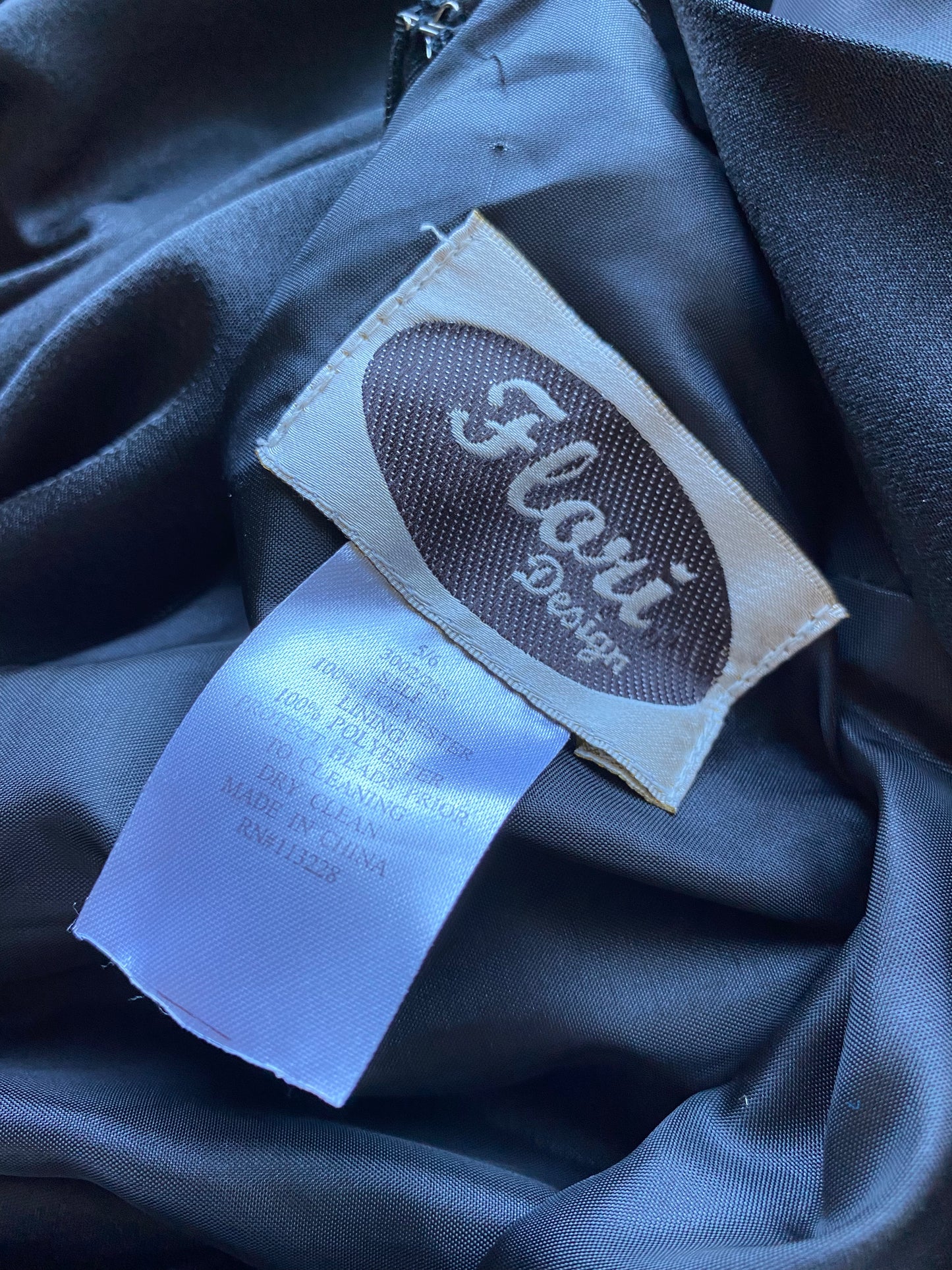 Flori black silky fishtail evening dress UK 10