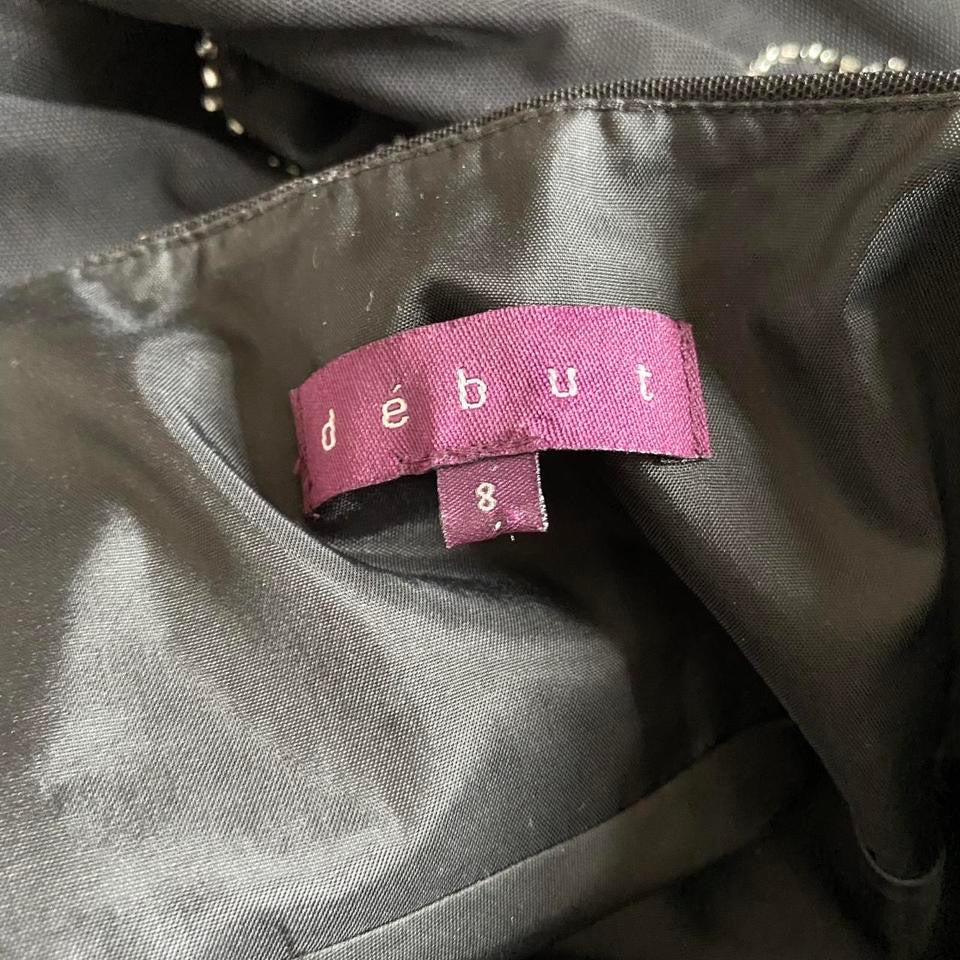 Black beaded Debut midi dress UK 8