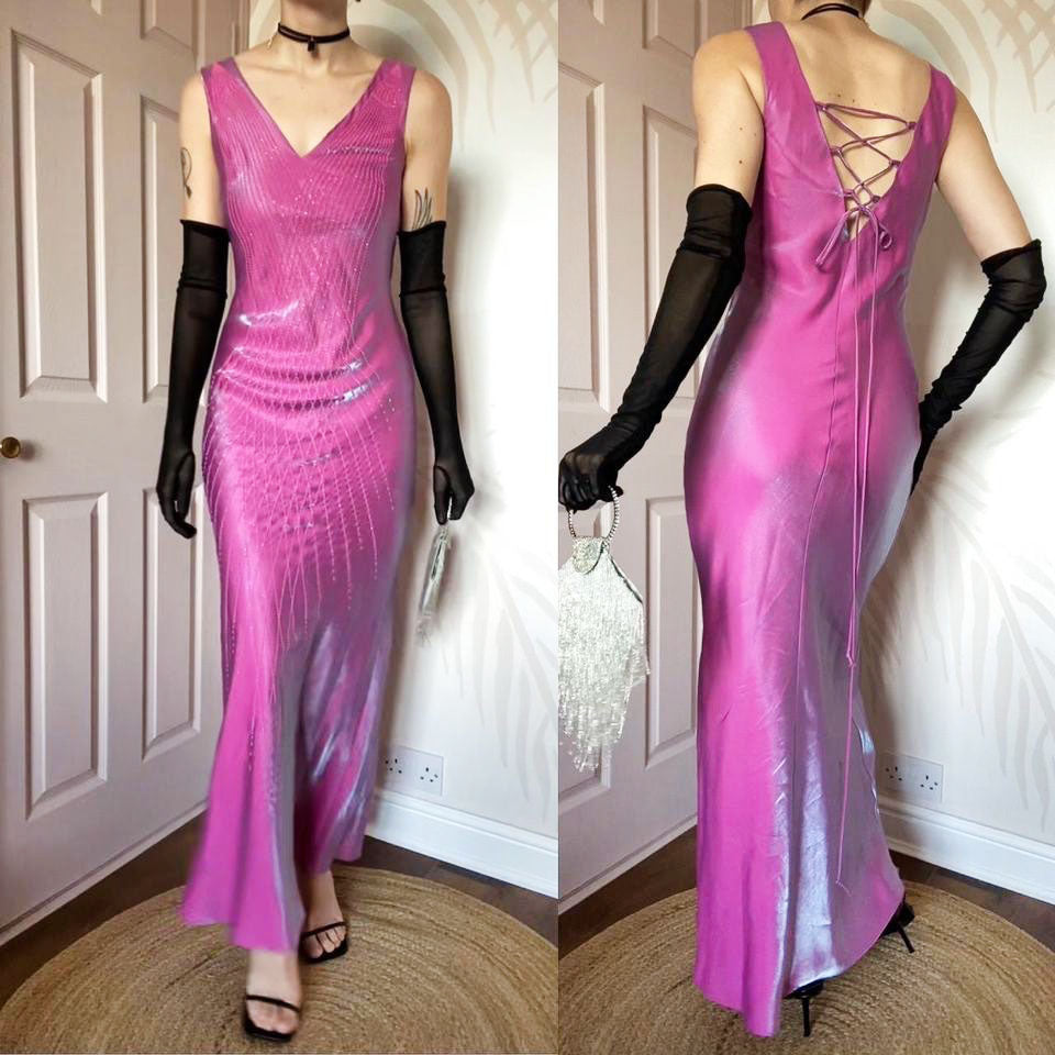 YVE London silky pink evening dress UK 10