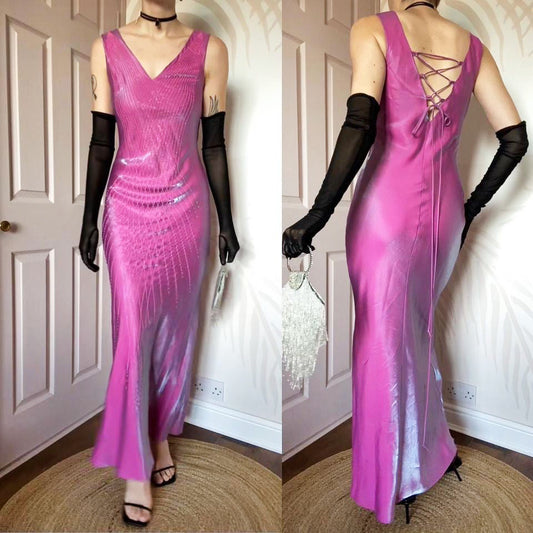 YVE London silky pink evening dress UK 10