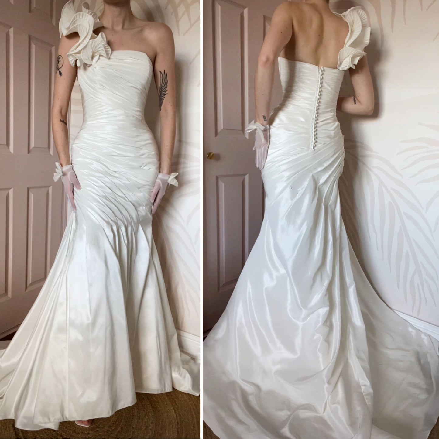 Victoria Jane silky white fishtail wedding dress UK 12-14