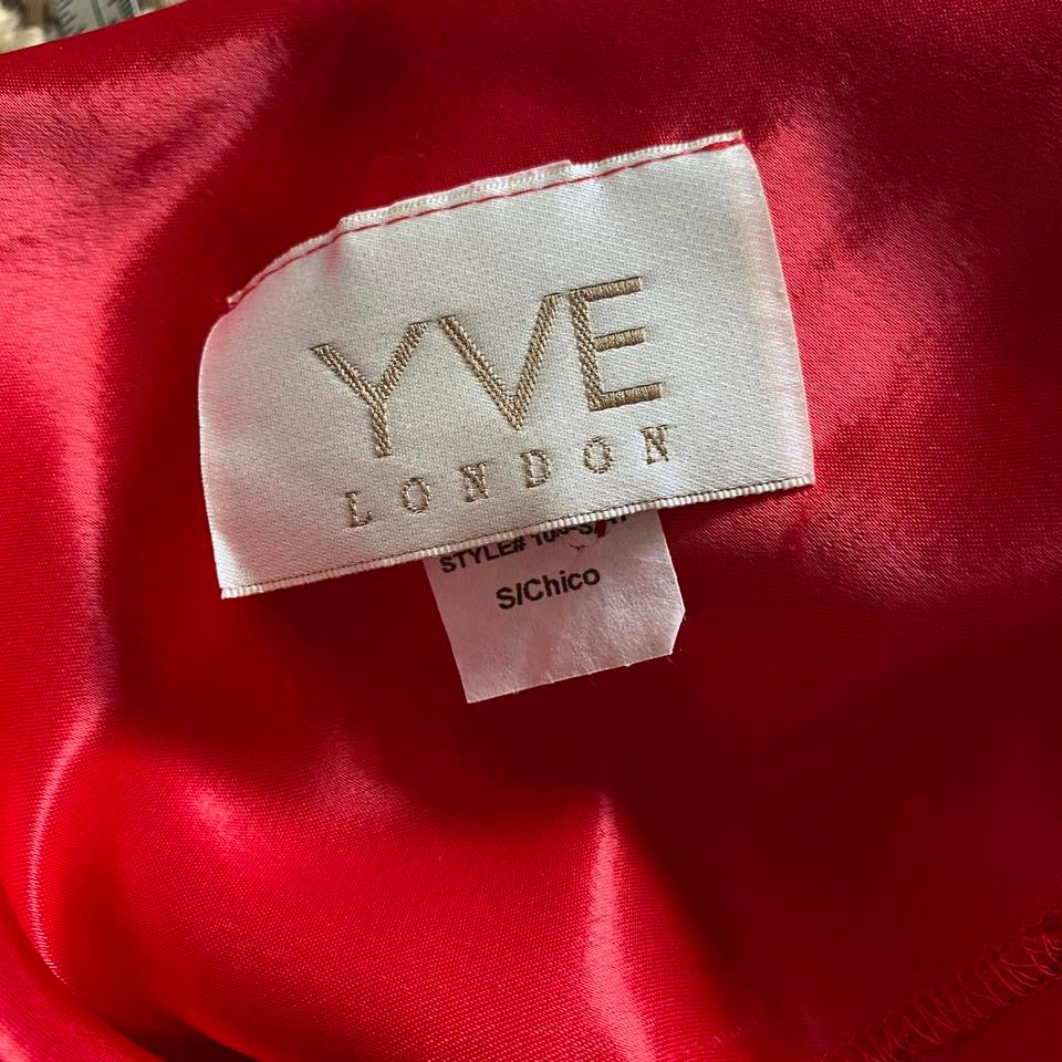 Silky red YVE evening dress UK S