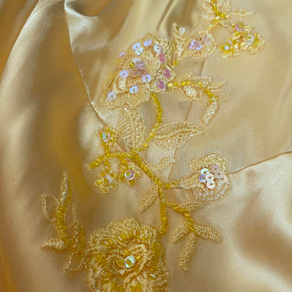 Satin yellow evening dress UK 12