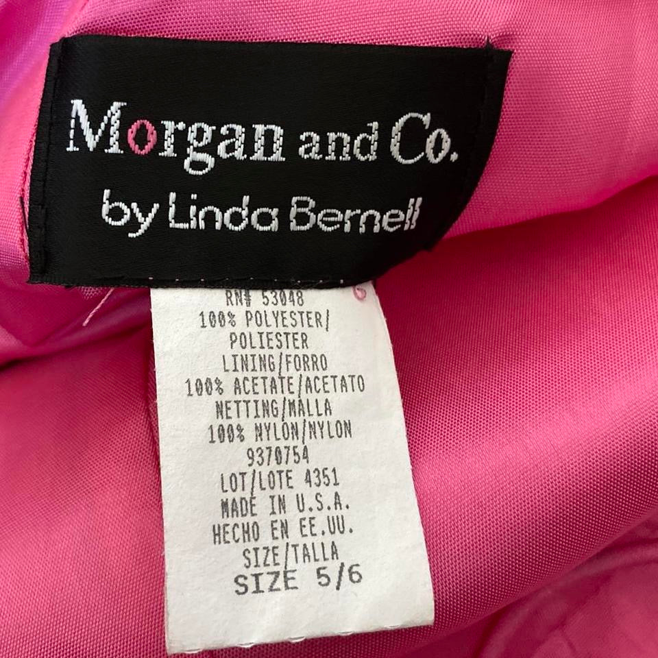 Bright pink polka dot a line evening dress UK 10