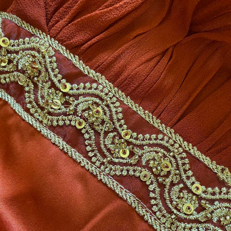 Burnt orange evening dress UK 14