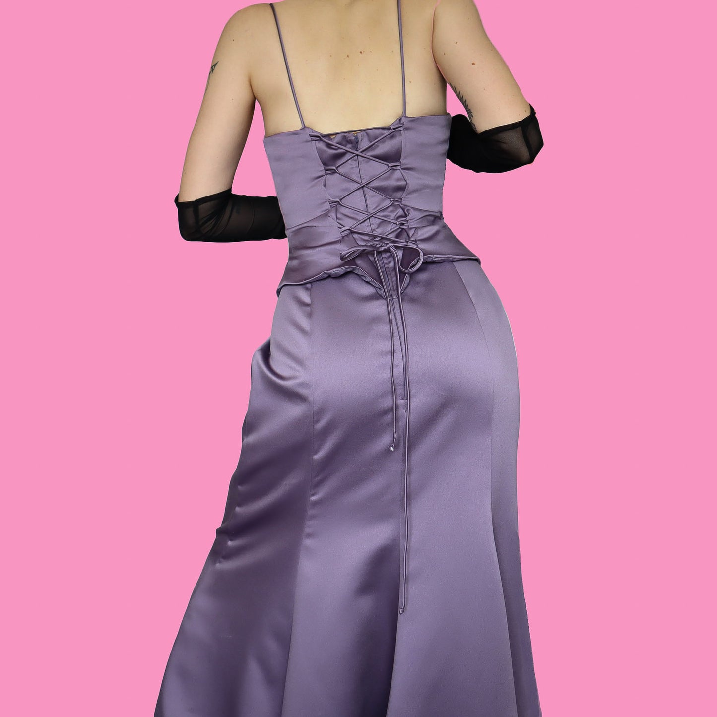 Lilac lace up evening dress UK 12