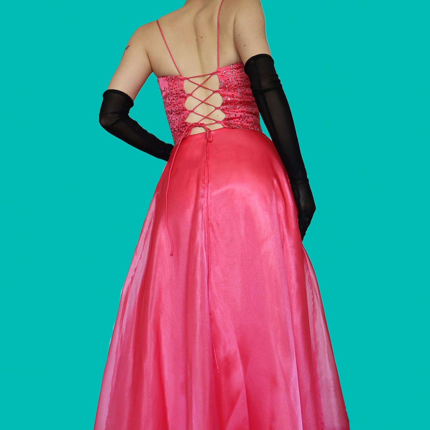 Pink Dave & Johnny organza 2 piece top & skirt set UK 8