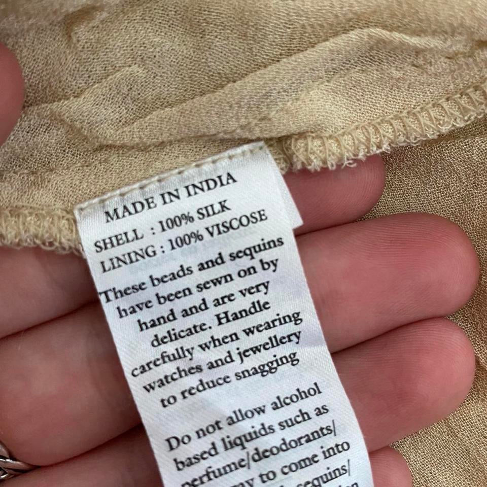 Beautiful 100% silk caramel brown party dress UK 12