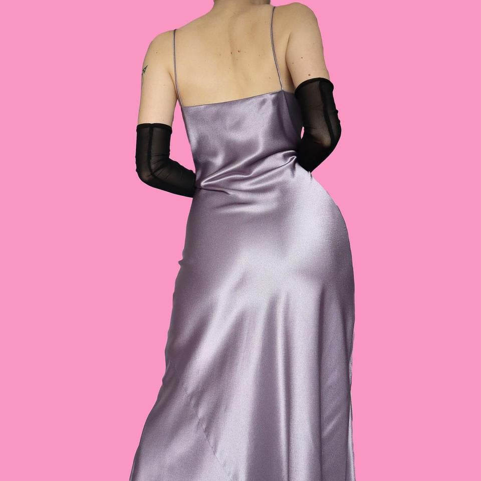 Lilac silky satin slip dress UK 16