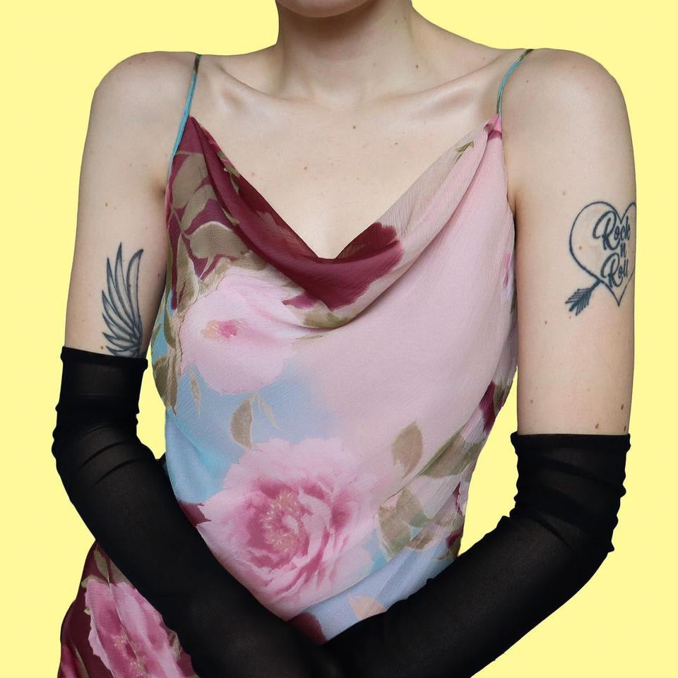 100% silk floral midi dress UK 18