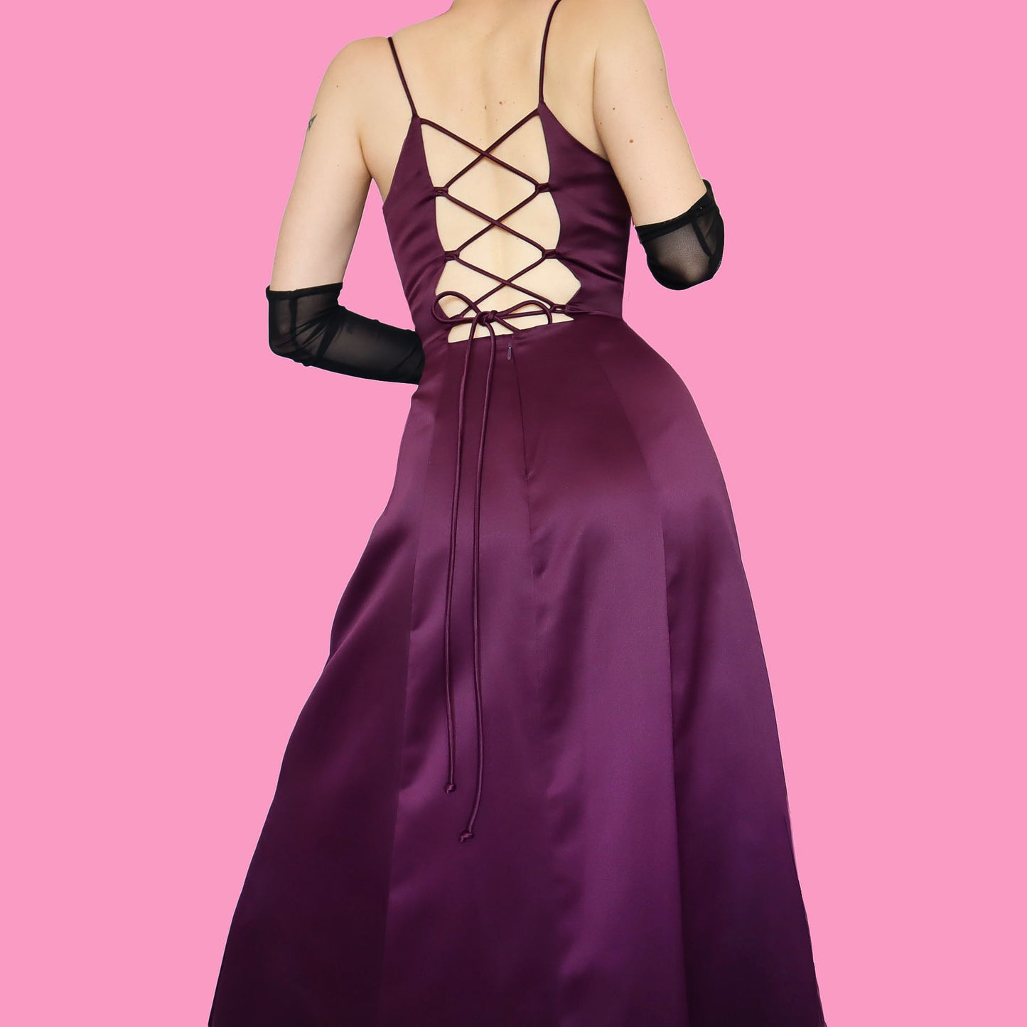 Purple a line evening prom dress UK 10