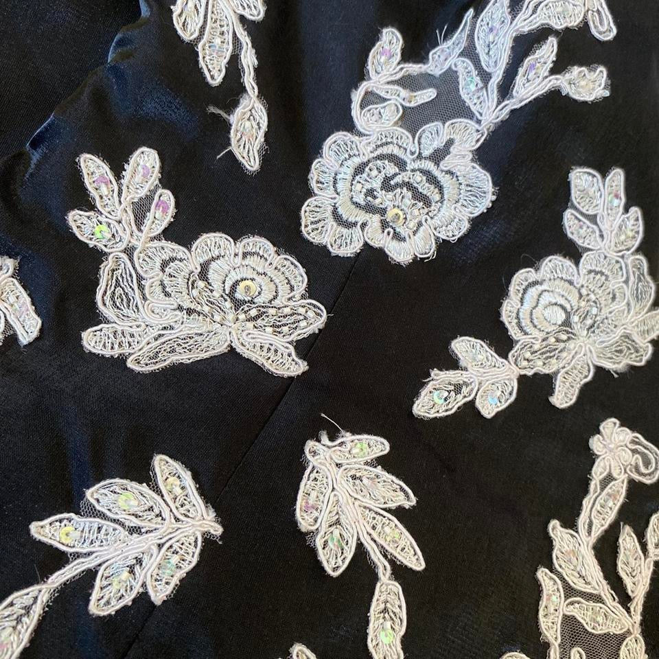 Black strapless lace fishtail evening dress UK 12