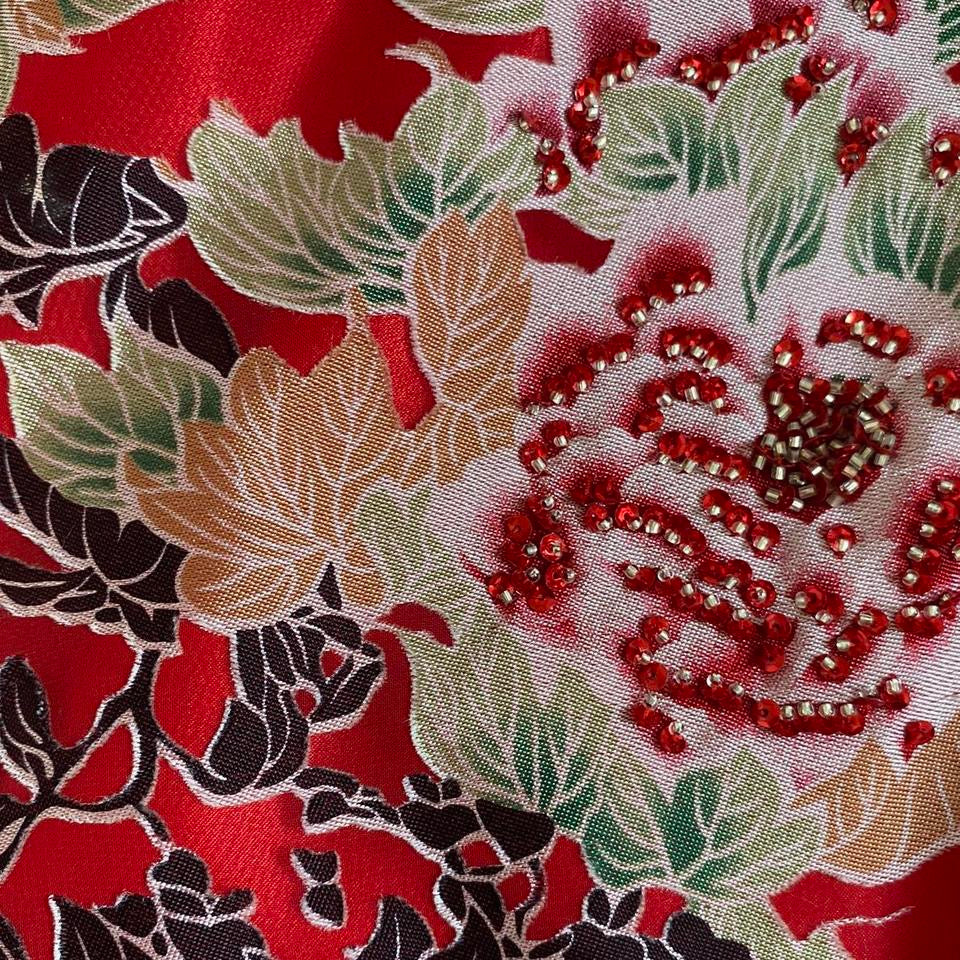 Red floral slip midi dress UK 12