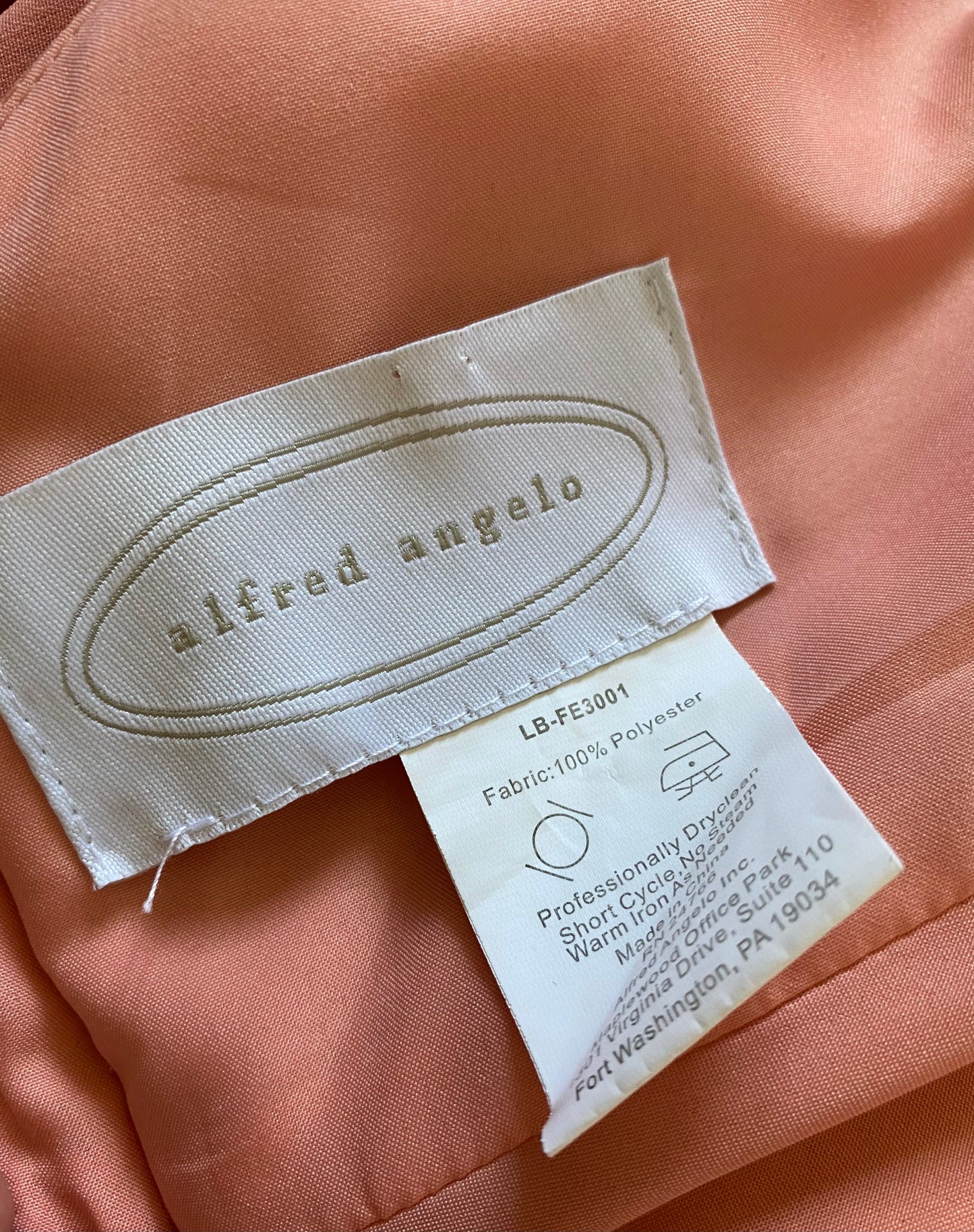 Peach evening dress with trail UK 8