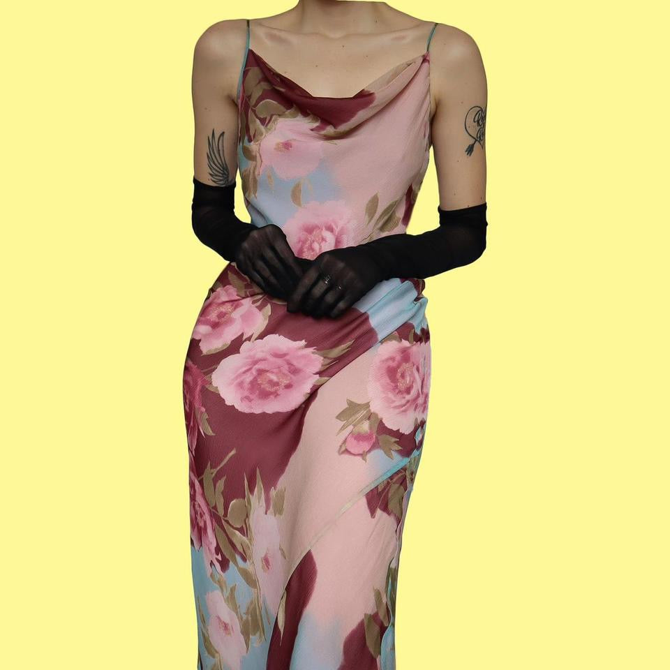 100% silk floral midi dress UK 18