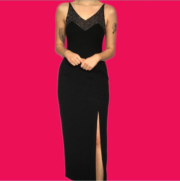 Beautiful black fitted principles maxi evening dress UK 10